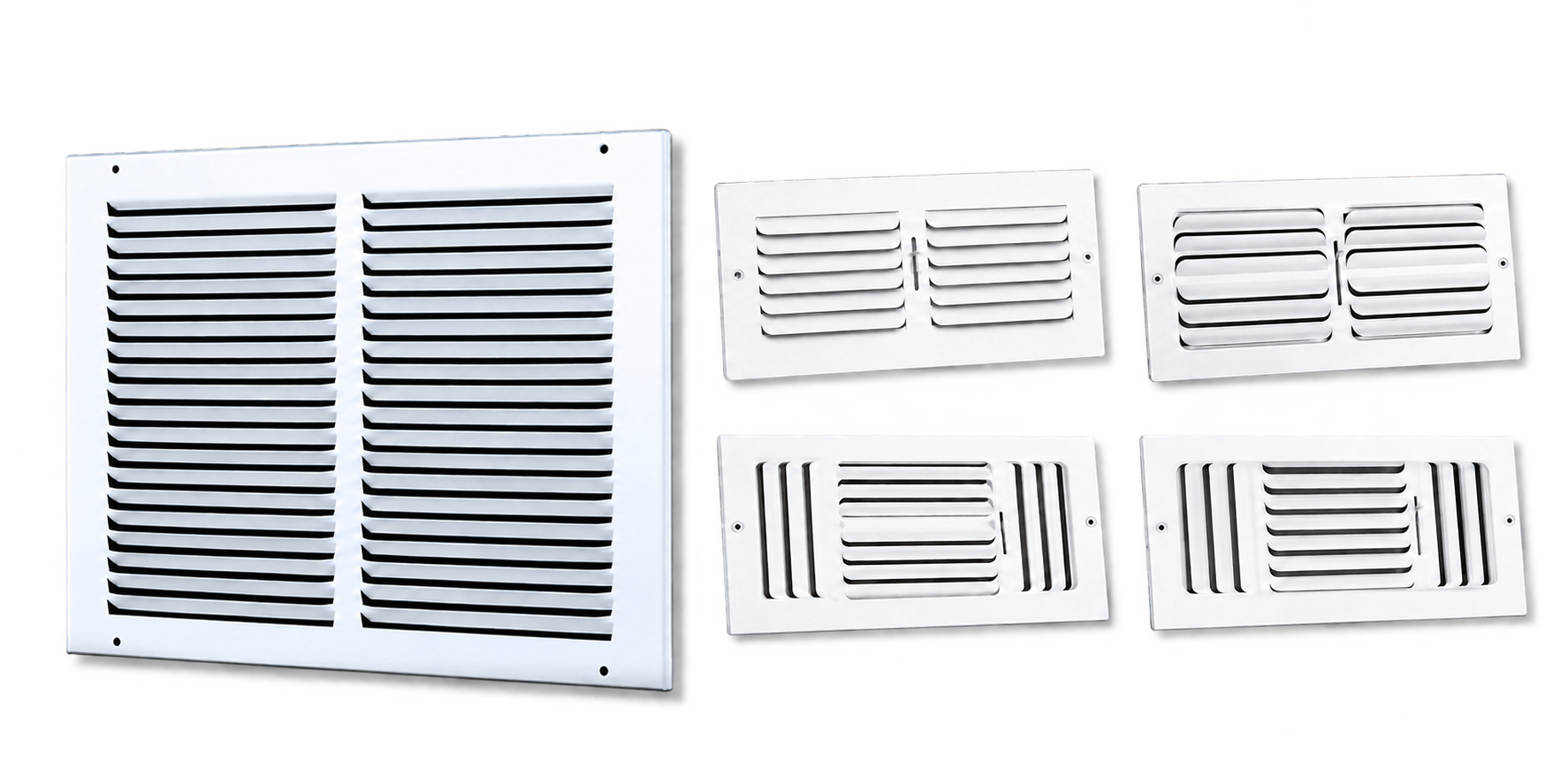 SHARGO return air grille with CB1, CB2, CB3 and CB4 curved-blade registers